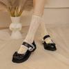 New girls single shoes retro national style medium and older children's shoes comfortable platform non-slip princess shoes buckle four seasons ha