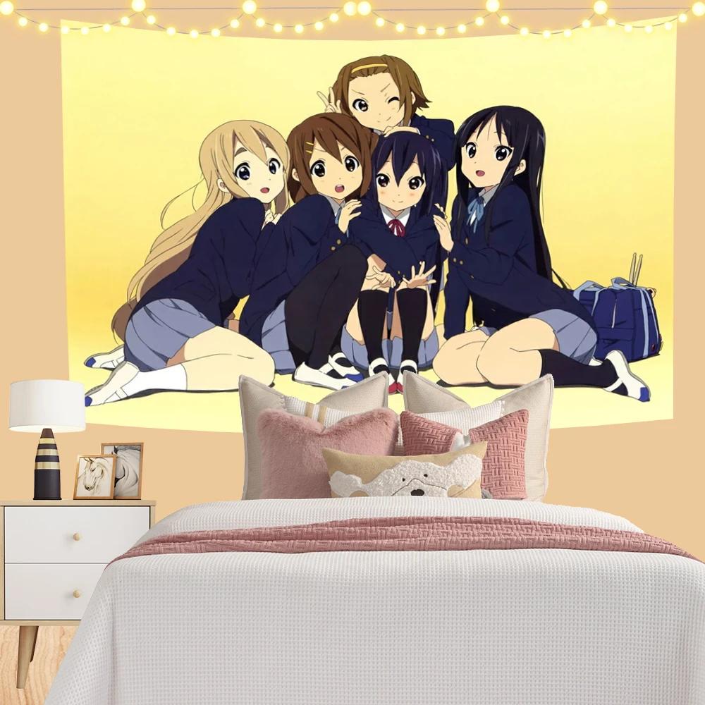 KOn Anime Girls Wall Tapestry Japanese School Uniform Art Print Bedroom Decor Otaku Gift Anime Fan Home Decoration