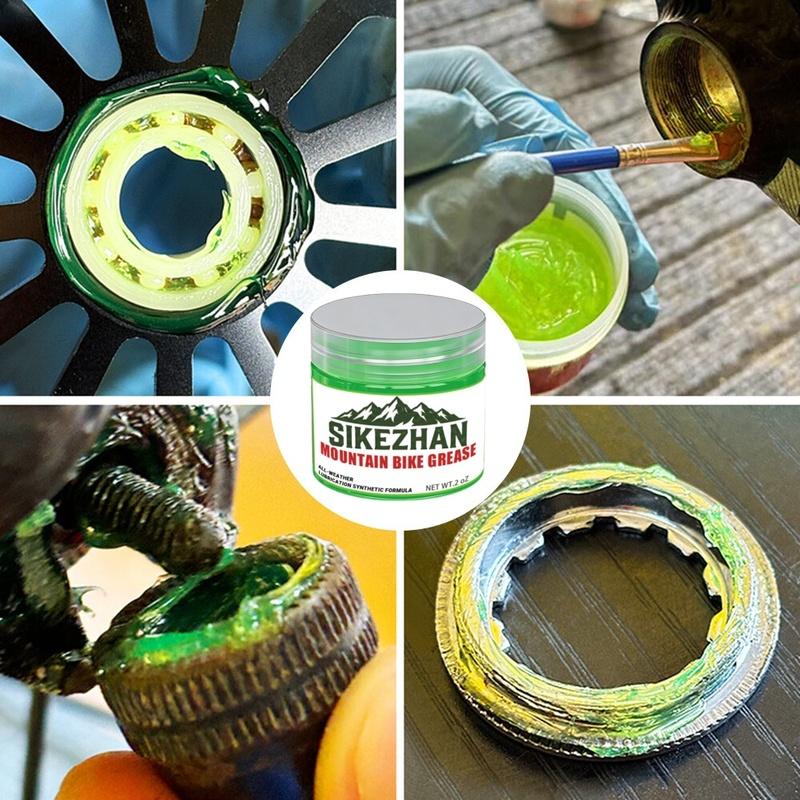 2oz Bike Grease with Brush, Waterproof Anti-Rust High Temp Synthetic Lube for MTB & Road Bike Bearings, Hubs & Headsets