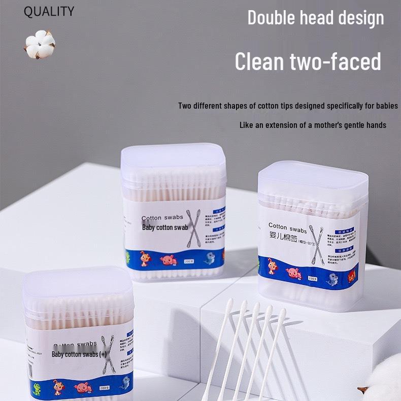 Boxed Double-Ended Cotton Swabs for Baby and Household Use