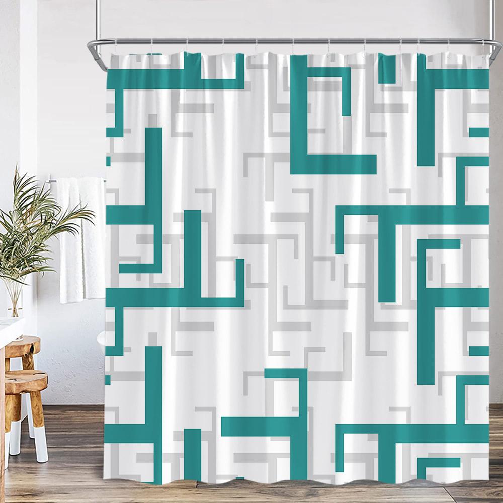 Geometric Shower Curtain Simple Abstract Creative Pattern Bathroom Decortaions Modern Polyester Fabric Home Decor for Bath