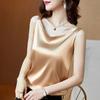 Korean Silk Women Blouses Shirt Woman Satin Blouse Tops Women Satin Lace Embroidery Blouse Top Woman V-neck Printing Shirts Tops