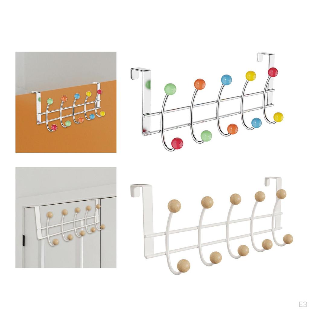 Door Hanger Cabinet Hook Storage Hooks with 5 Clothes for Kitchen Home