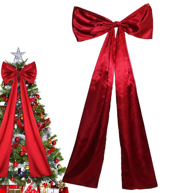 Christmas Tree Topper Bow Long Streamers Ribbon Extra Large Multipurpose Bow Indoor Decoration Holiday Creative Ornament