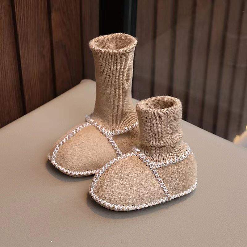 Winter Soft-soled Newborn Baby Cotton Shoes 0-6 Months Thickened Baby Anti-drop Socks Shoes Keep Warm and Do Not Lose Fluff Shoes