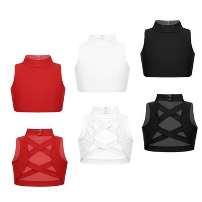 Professionele klassieke dans crop top voor kinderen, mouwloos, yoga-gymkleding, sportdanstopjes