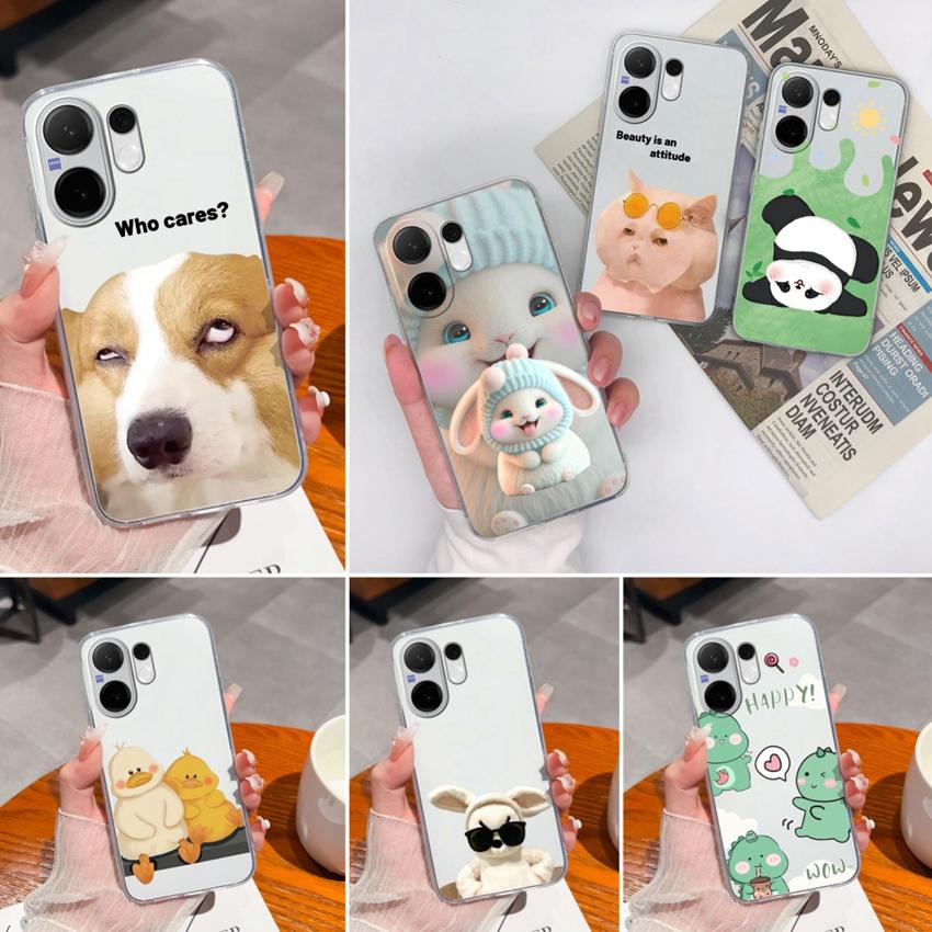 Casing For Vivo V60 V40 Lite V30e Y38 Y39 Y78 X200 Ulta X200s Case Cute Rabbit Panda Dog Back Covers TPU Silicone Soft Clear Phone Bags For Vivo Shell
