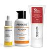 Kit de Skincare Clareador Proskire, Combo de Rotina Diária para Homens e Mulheres, Sabonete Facial, Sérum de Vitamina C e Protetor Solar FPS 50 - Pacote com 3