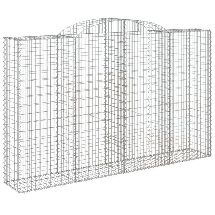 VidaXL Paniers à gabions arqués 3 pcs 300x50x180/200 cm fer galvanisé, gabion, cage de gabion, panier de mur de gabion, mur 3146774