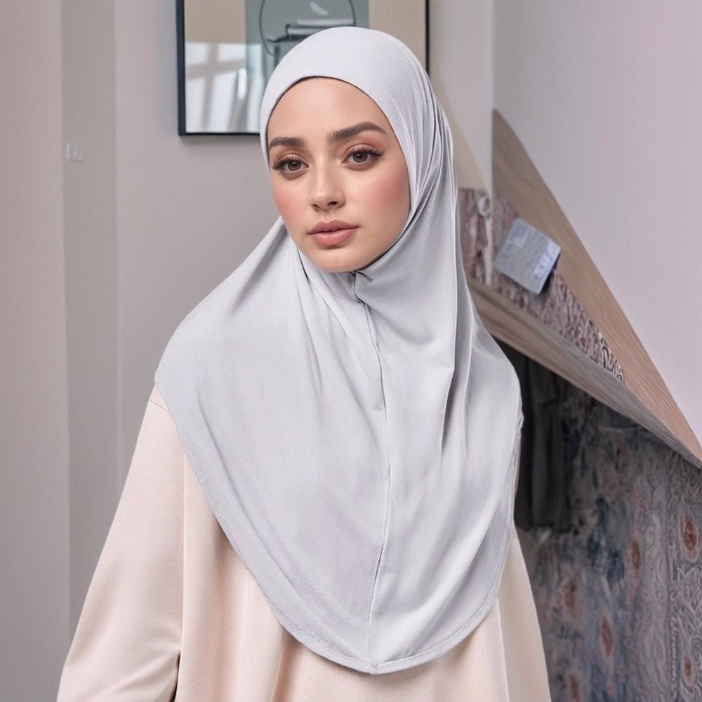 Einfarbiger Arabischer Damen-Kopftuch Verstellbarer Hijab Kopfwickel High-End Eid Al-Fitr Langer Turban Täglich
