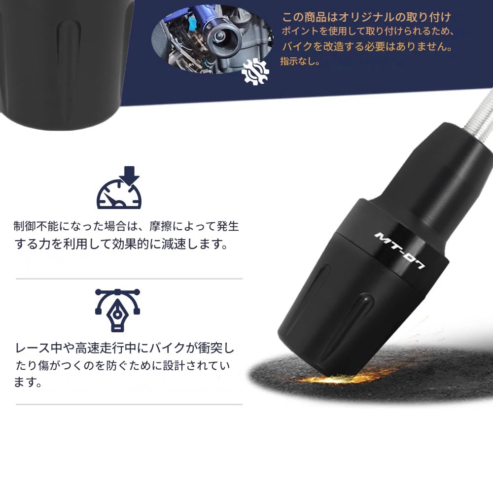 zmart MT-07 Frame Slider Crash Protector for Yamaha MT07 2014-2023 FZ07 Tracer 700 GT