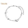 Women Bracelet Silver Color Polished Electroplated Double-layer Copper Hollow Heart Pendant Wrist Jewelry Anniversary Birthday Gift Prom Party