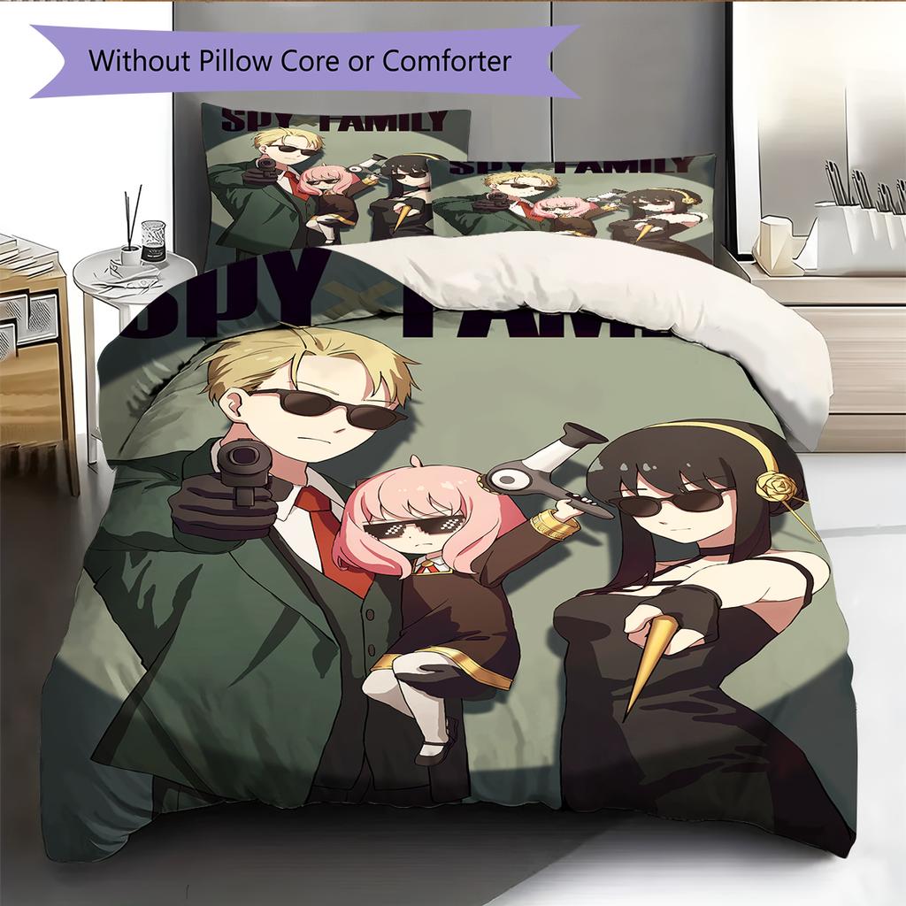 Juego de Ropa de Cama con Estampado de Dibujos Animados Colcha Funda de Colcha Funda de Almohada Decoración del Hogar Regalo de Cumpleaños (1 * funda nórdica + 2 * fundas de almohada, sin núcleo)