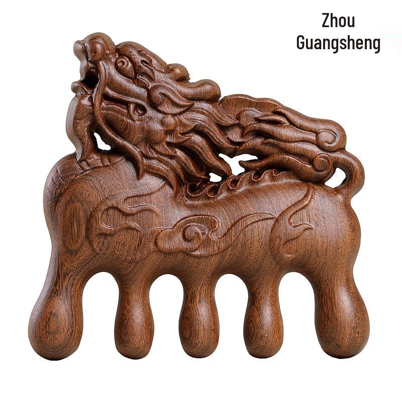 Zhou Guangsheng Black Gold Sandalwood Qilin Massage Comb