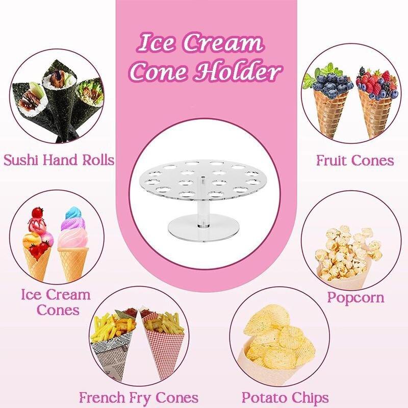 16 Holes Transparent Acrylic Ice Cream Stand Cake Cone Stand Holder Wedding Buffet Food Display Stand  Baking Kitchen Tools