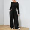 Loose Fit Women's Wide-Leg Pants Two-Piece Set - Soft, Stylish, Irregular Design