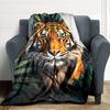 1PC Tiger Print, Jungle Theme Print Blanket, Soft Throw Blanket - Warm & Cozy for Couch, Bed, Office, and Travel , Christmas present yy250912233