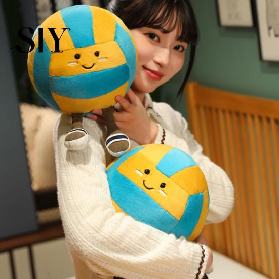Elastic Volleyball Toy Cartoon Plush 2-Legged Sports Ball Plushie Stuffed Doll Decor Pillow Home Office Bedroom Decoration Kids Adults Christmas
