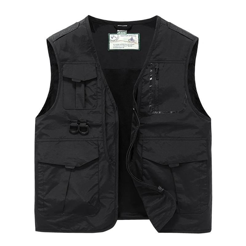 New Men's High-quality Multi Pocket Quick Drying Lightweight Vest, Outdoor Hiking Vest,casual Versatile Oversized Fishing Jacket