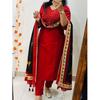 Pakistani Ethnic Cotton Kurti Pant Dupatta Set Indian Bollywood Salwar Kameez