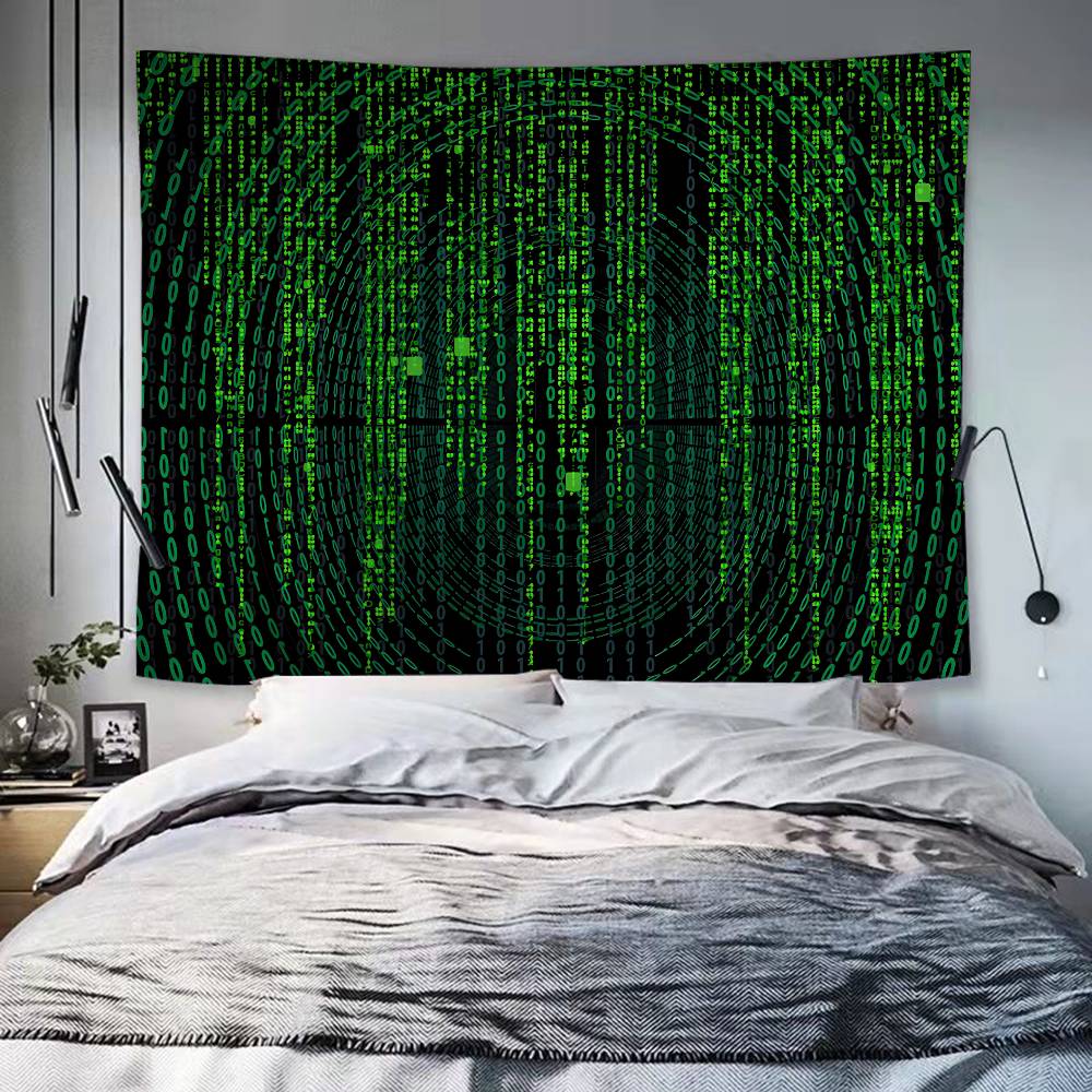 Binary Code The Matrix Program Chart Printed Large Wall Tapestry Indian Buddha Wall Decoration Witchcraft Bohemian Hippie Wall