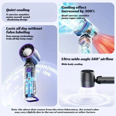 Portable High Speed Cooling Handheld Fan USB Charging Fan Strong Wind Foldable Air Cooling Turbo Fan for Outdoor Summer Cooling