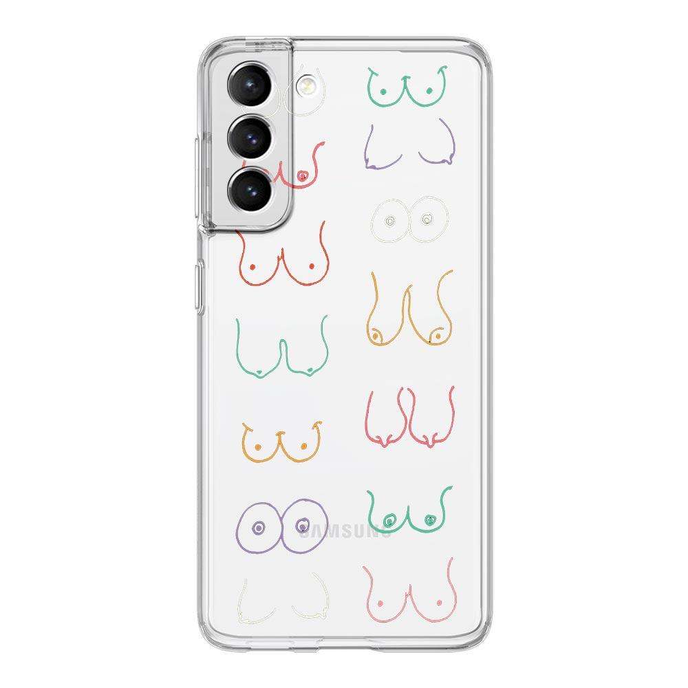 Boobs Art Print Phone Case For Samsung Galaxy S23 S22 Ultra S20 S21 FE 5G S10 S10E S9 S8 Plus 4G Soft Silicone Clear Back Cover