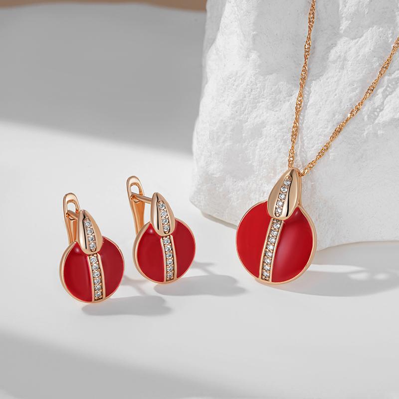 Fashion Red Enamel Natural Zircon English Earrings For Women Girl Simple  Rose Gold Color Party Eardrop Jewelry