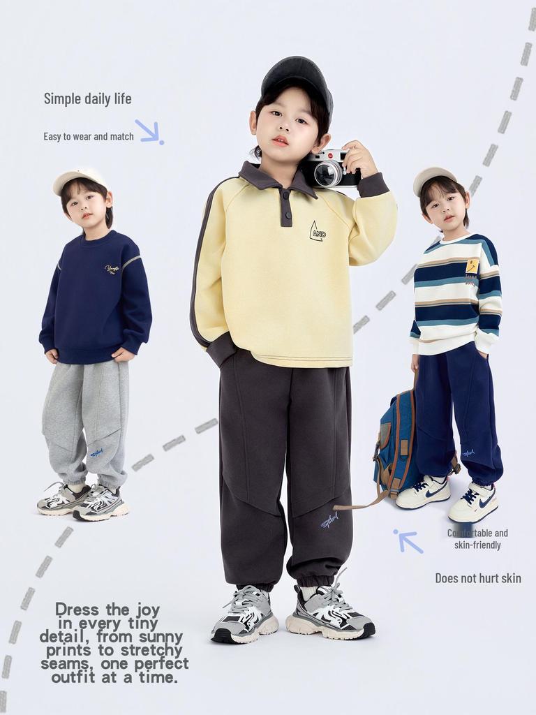 Pojkars 2025 Vinter Fleecefodrade Sportbyxor - Trendiga och Casual för Barn