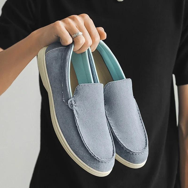 Men's Lightweight Soft Moccasins Male Slip On Driving Flats Casual Shoes Suede Leather Loafers Classic British Style Men Shoes