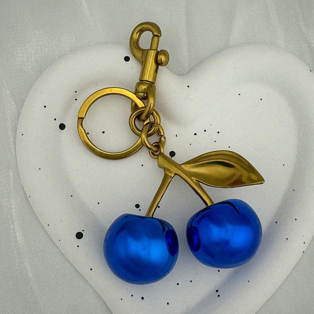 Stylish Blue Cherry Key Rings Unique Designs Hanging Ornament for Handbags and Keys Present for Fashion Lovers