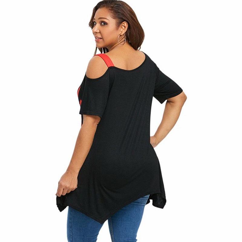 Stylish Womens Fashion Plus Size Off Shoulder Tops With Loose Heart Print Design