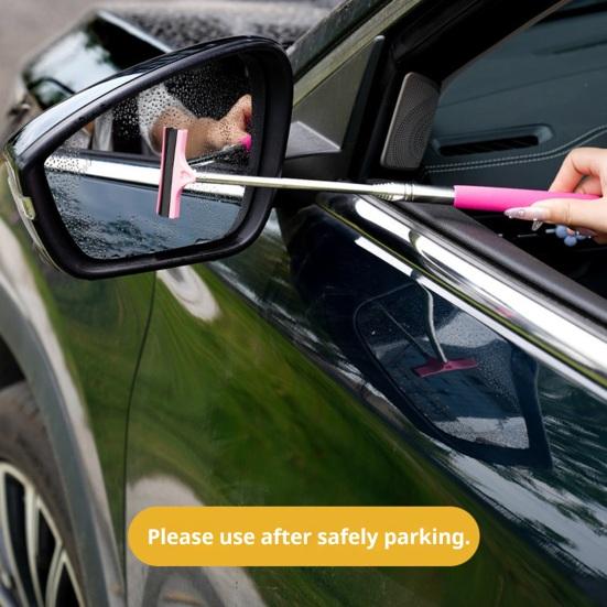 Extendable Car Side Mirror Wiper Window Squeegee Multi-Function Glass Cleaner for Rain Dirt Portable Compact Essential Auto Cleaning Tool for Cars