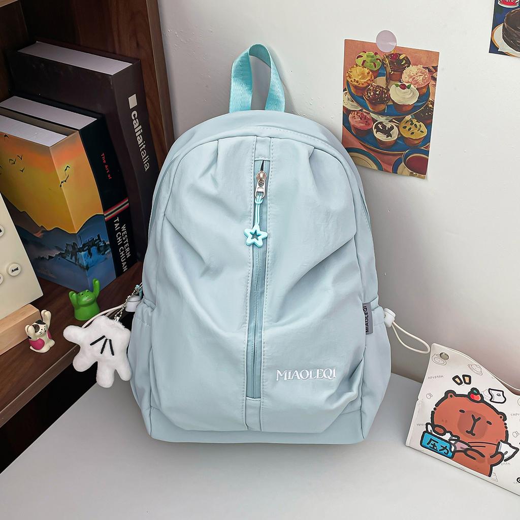 Schoolbag Backpack Female Student Small School Bag Korean Simple Versatile Nylon Cloth Leisure Travel Commuter Small Backpack Female