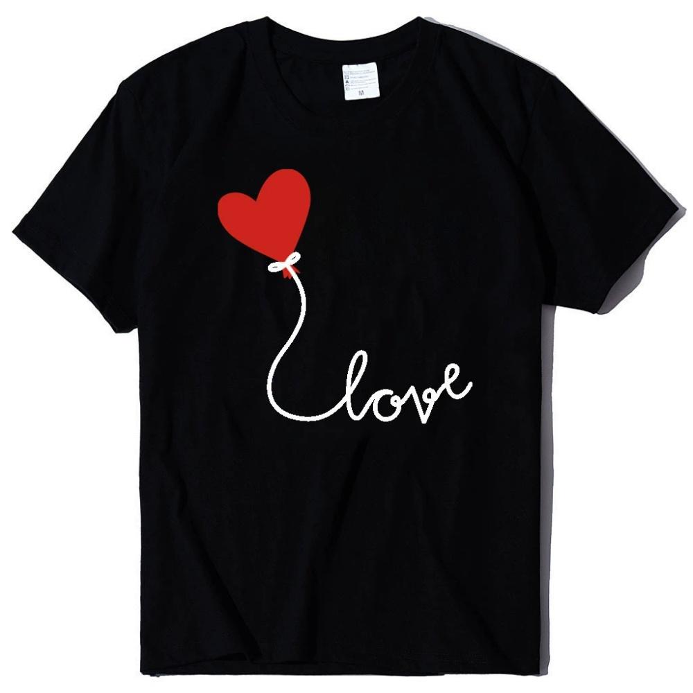 

Valentines Day LOVE Love Balloon Printed Summer Womens Short sleeved Tshirt S
