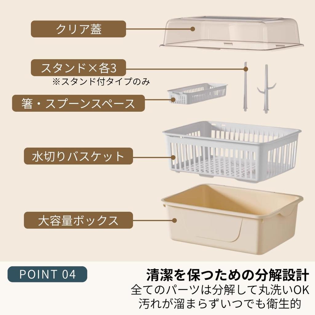 I'm So Happy Baby Bottle Rack with Lid, Storage Case, Portable, Travel Stand, Drying, Disinfecting, Large Capacity, Dustproof (Stand IncludedCream)