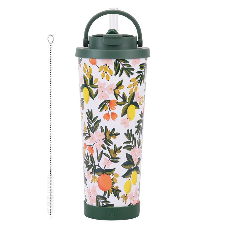 

Large Capacity Thermos Cup Wide Mouth Portable Outdoor Sports Kettle Double Drink Printed Water Cup 830-1000ml