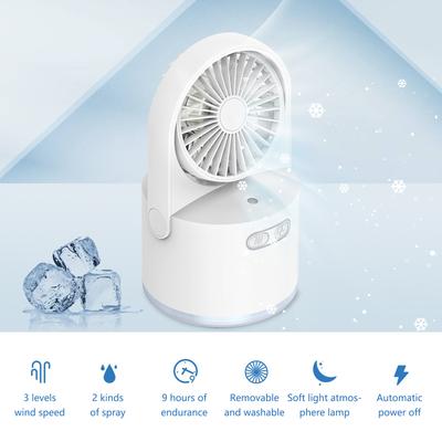 Portable Desk Mini Fan 3 Speed Modes Usb Rechargeable Smart Humidifier With 300ml Large-capacity Water Tank