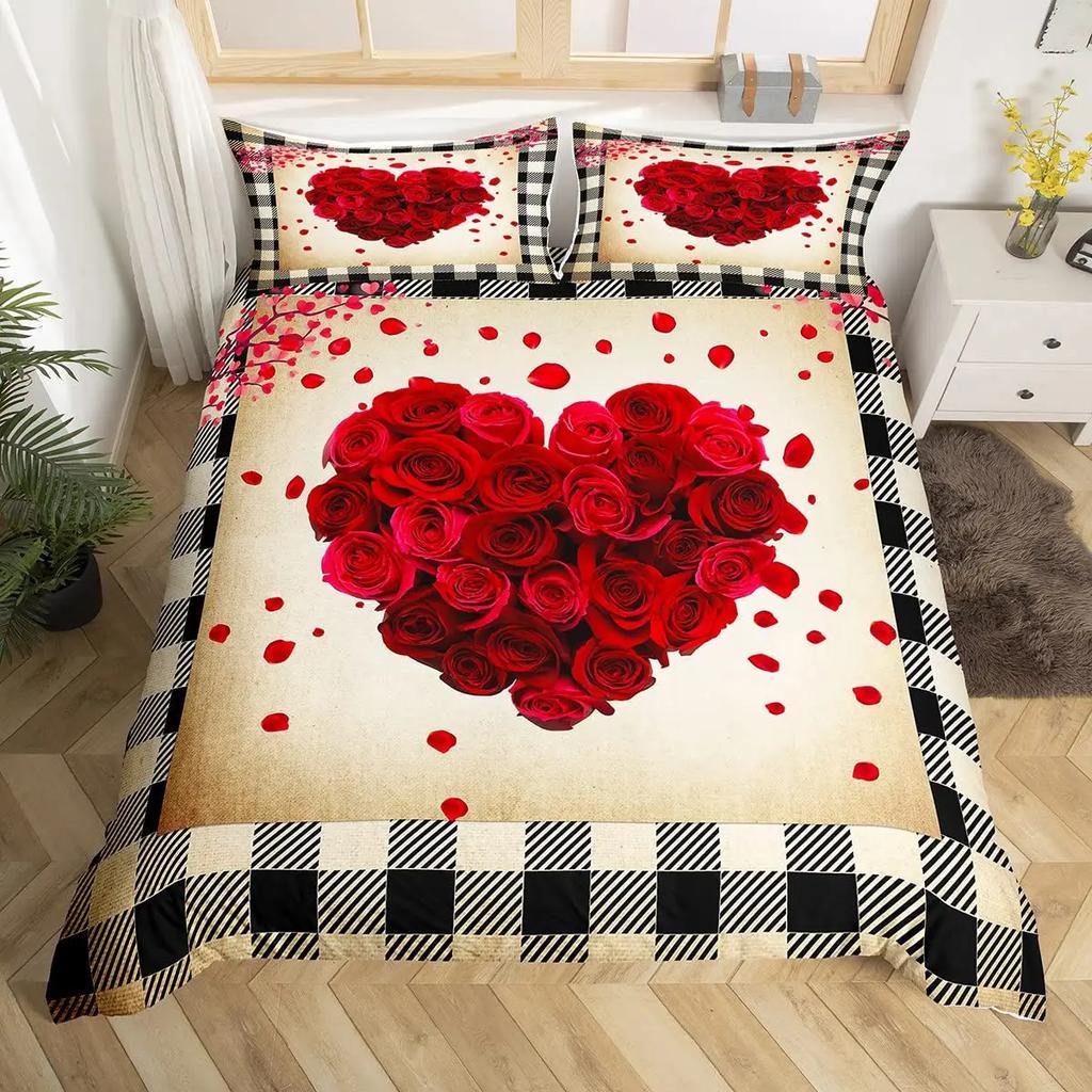 Couple King Duvet Cover Love Birds Bedding Set Heart Tree Branch Comforter Cover Romantic Love Anniversary Polyester Quilt Cover