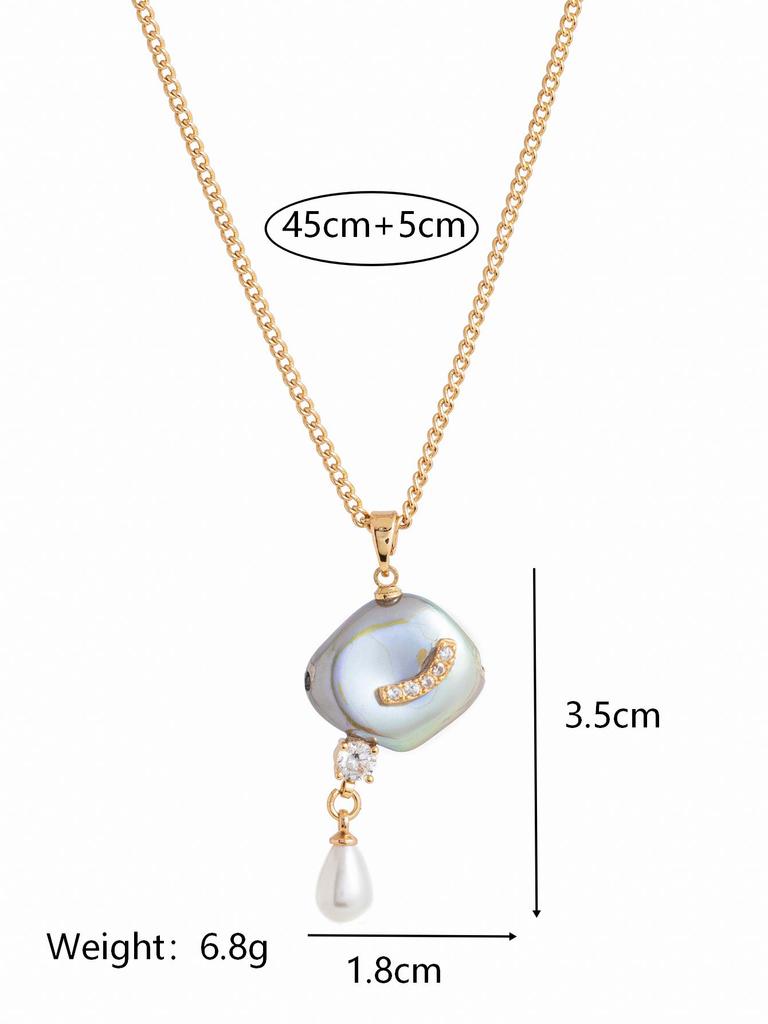 Dopamine Cloud Necklace Imitation Pearl Moon Star Pendant with Diamond and Gold Plating