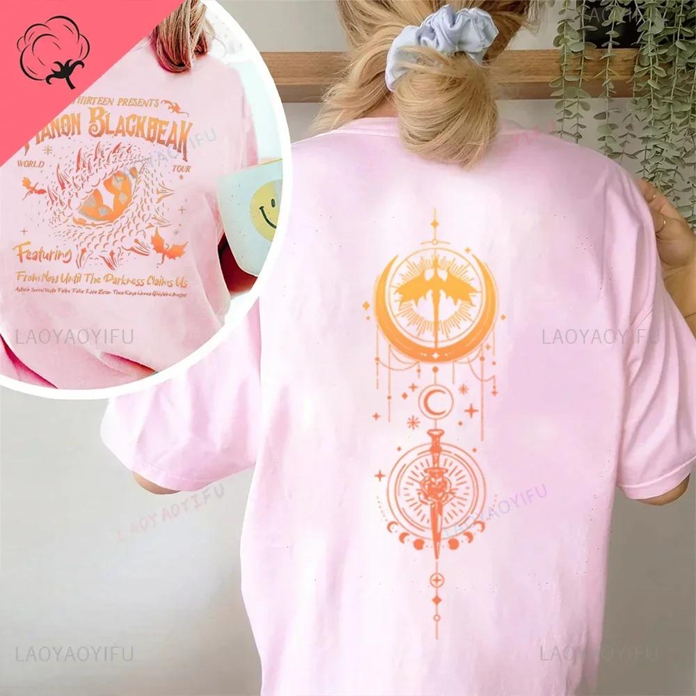 

Манон Блэкбик Футболка Престол стекла Повседневная хлопковая футболка Женская повседневная мода Харадзюку Хип-хоп Уличная одежда Женские розовые топы 4XL