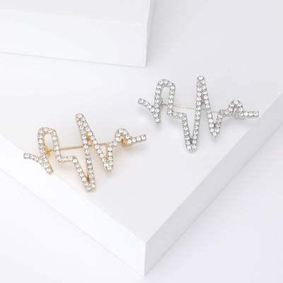 Simple High-End Sense Rhinestone Electrocardiogram Brooch Fashionable Versatile Suit With Jewelry Corsage