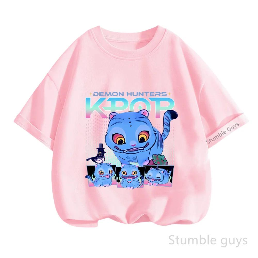 Kpop Demon Hunters T-Shirt Kids Short Sleeve Casual Fashion Summer Boys Girls Anime Clothes