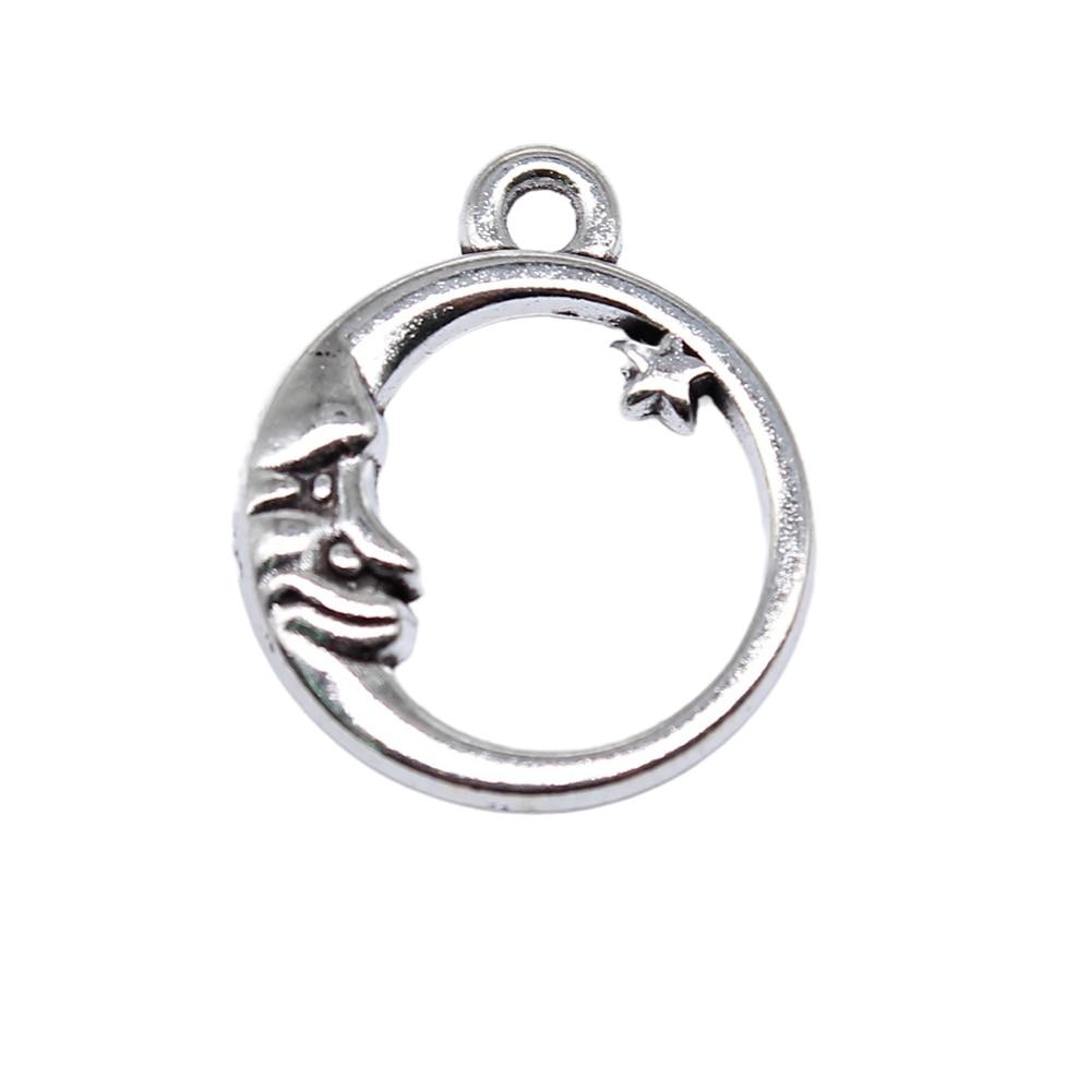 

20шт подвески с луной и звездами античное серебро цвет цинковый сплав 20х16мм