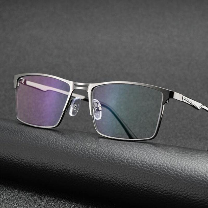 0 -0.5 -0.75 To -6.0 Metal Full Frame Sun Photochromic Square Prescription Eyeglasses With Cylinder Power Glasses