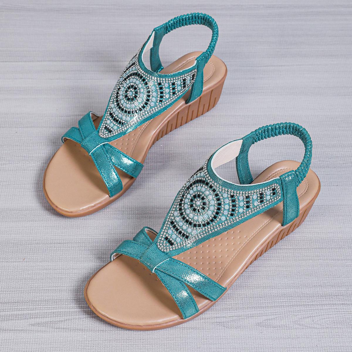 модные летние женские сандалии на танкетке с круглым носком — фото 4