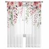 Rose Flower Leaves Sheer Curtains For Living Room Kitchen Window Curtains Bedroom Tulle Voile Curtains