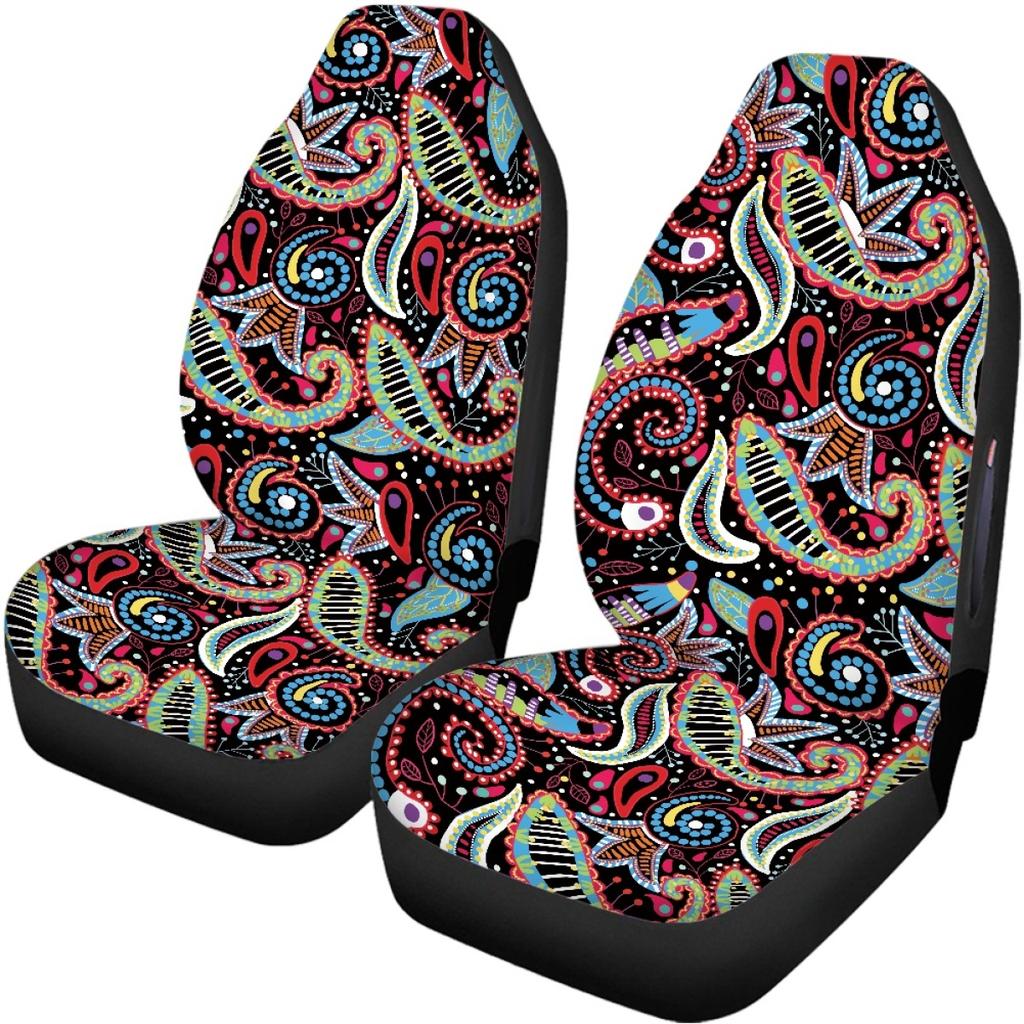 Waterproof Auto Seat Protectors Full Set Abstract Digital Print Airbag Compatible Front Rear Seat Covers Non-Slip Durable for All Cars