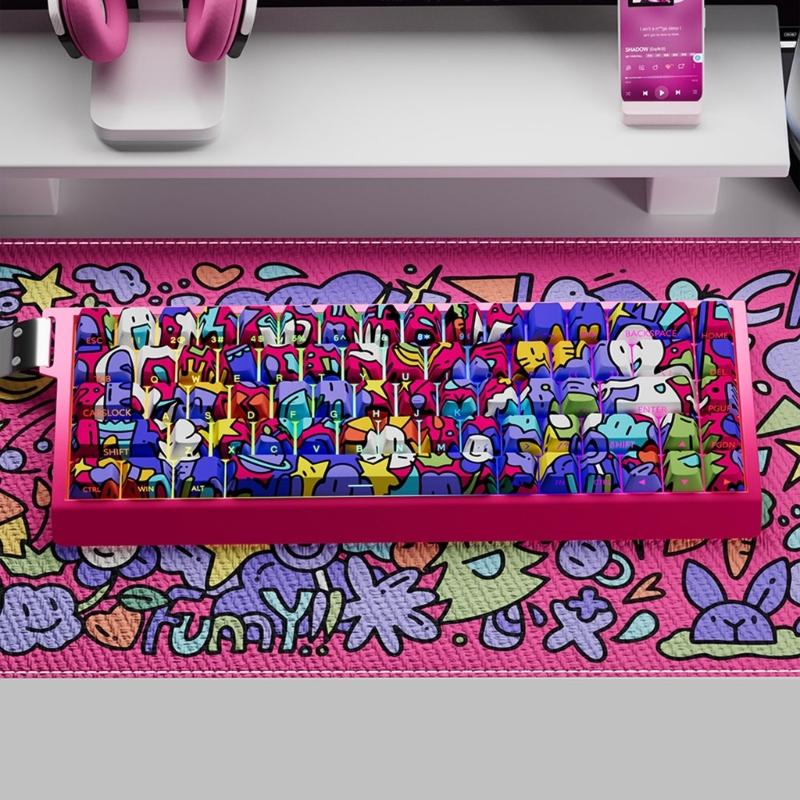 74/140Key PBT Backlits Keycaps Graffiti Art Design Original Profile Side Engraved Keycaps For Mechanical Keyboards