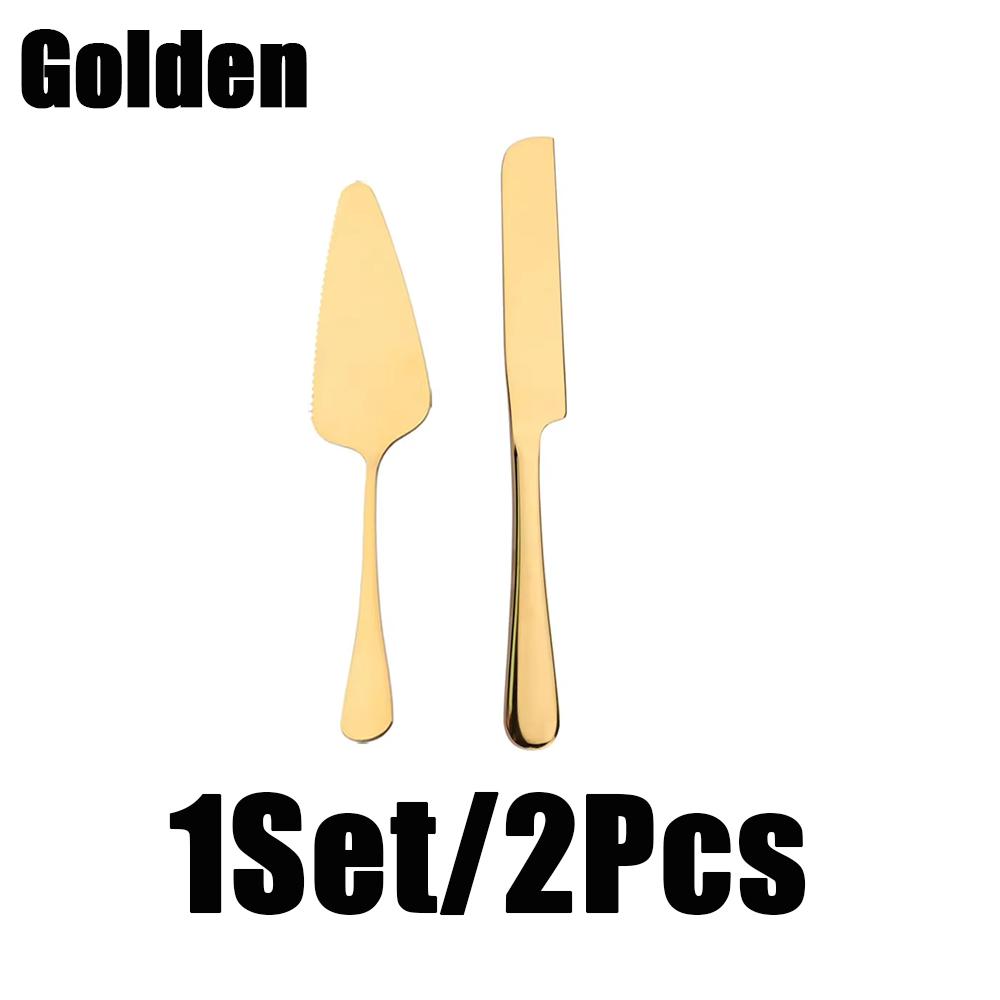 1set/2pcs Stainless Steel Cake Shovel Server Set Western Cheese Bread Knife For Baking Cake Wedding Birthday Celebration